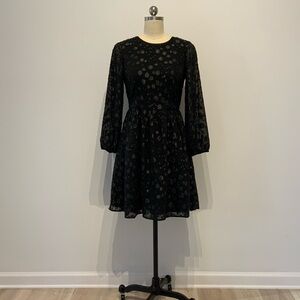 J. Crew Black Long Sleeve Floral Dress